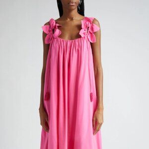 Farm Rio pink floral details sleeveless midi dress